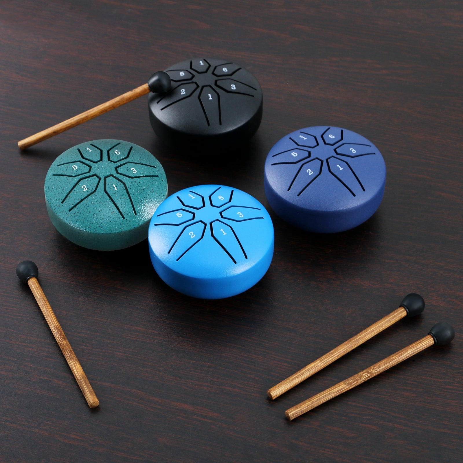 EASTROCK Steel Tongue Drum - 3 Inch 6-Note Mini Rain Drum with Mallets, Healing Sounds Musical Instrument for Outdoor/Party/Classes/Studio(Green)