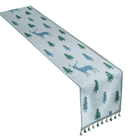 

Bluelans christmas Table Runners Cartoon Non-slip Polyester Elegant Colorfast Table Cloth for Home