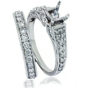 Pompeii 3/4ct Vintage Diamond Ring Heirloom Filigree Set 14K White Gold (G/H,SI1-SI2)