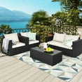 thumbnail image 3 of Gymax 8PCS Rattan Patio Conversation Set Outdoor Furniture Set w/ Off White Cushions, 3 of 8