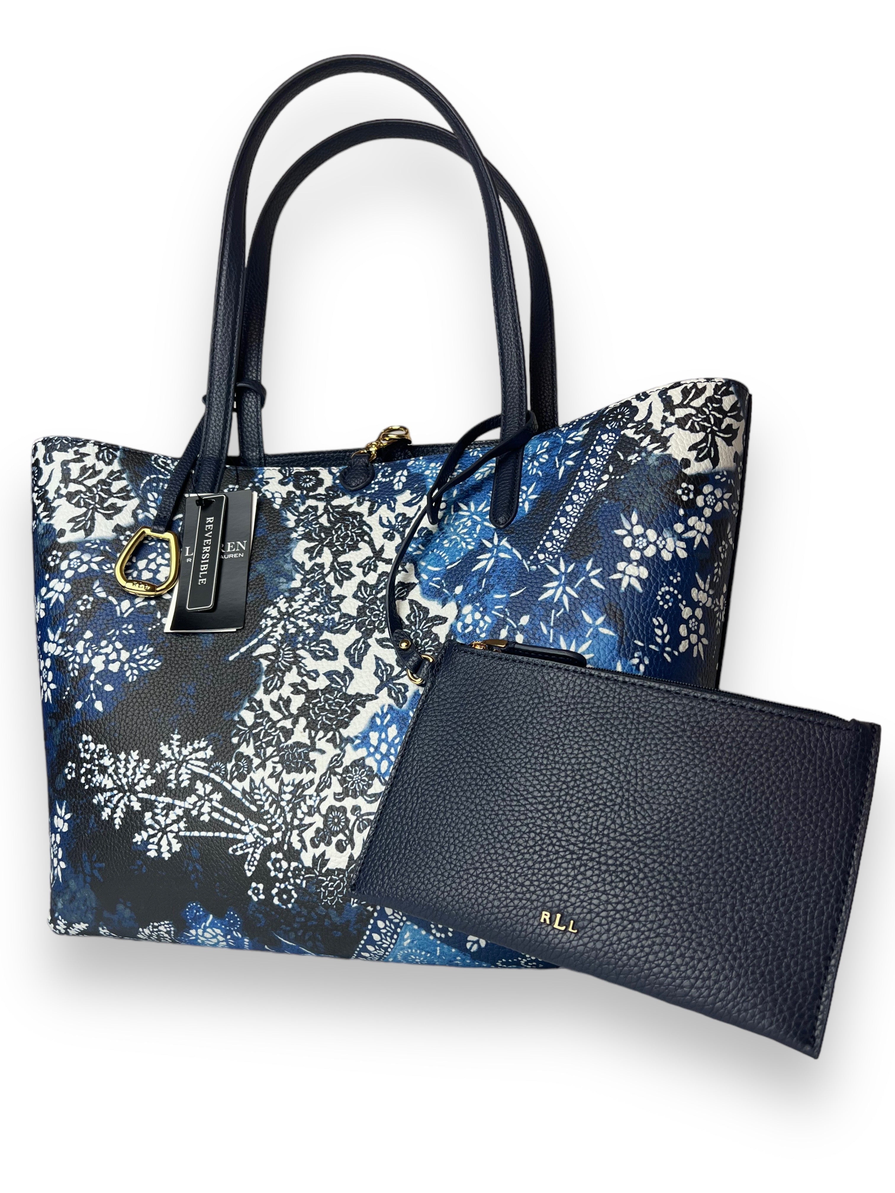 Lauren Ralph Lauren Print Faux-Leather Reversible Tote - Macy's