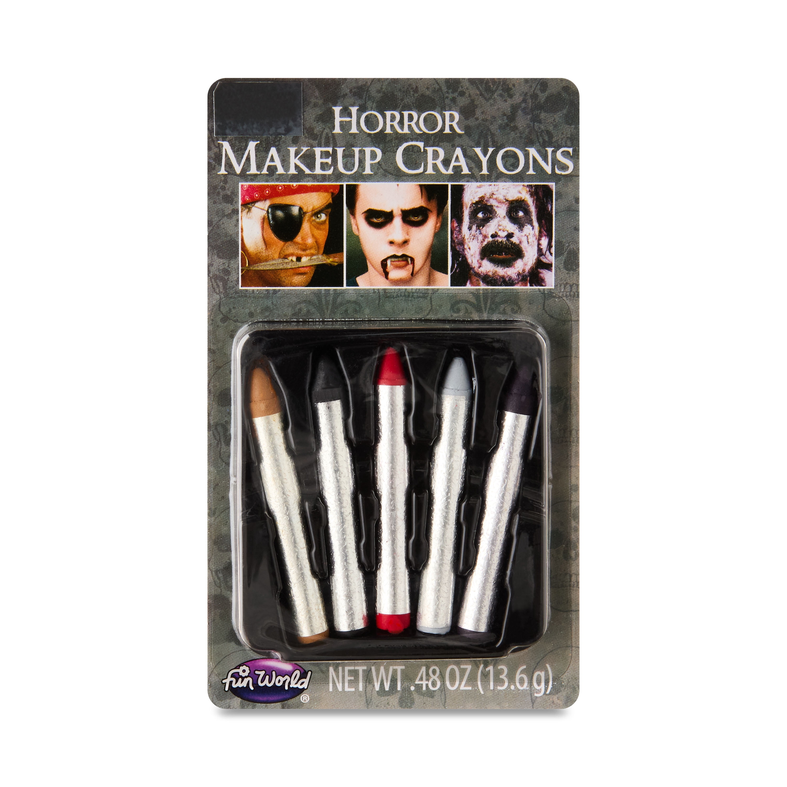 Horror Multicolor Make-up Crayons, 5 Count, .48oz, Halloween Make-Up for Adults, by Fun World