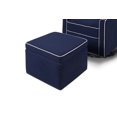 DaVinci Owen Glider and Storage Ottoman in Navy with Cream Piping