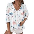 thumbnail image 2 of ICHUANYI Liquidación Blusa casual de manga larga de verano para mujer con cuello en V y estampado ICHUANYI WER2023082201181, 2 of 5