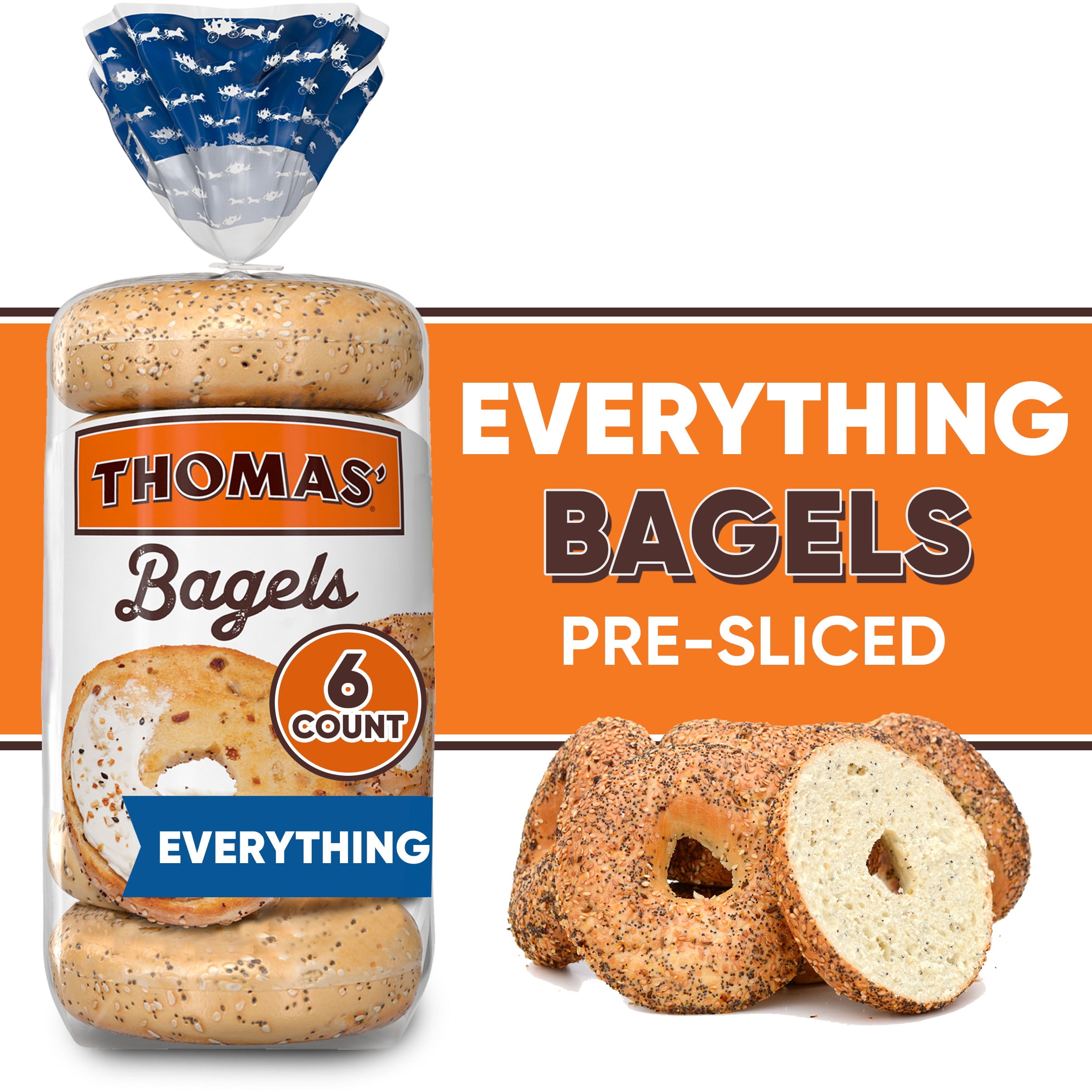 Thomas’ Everything Bagels, 6 PreSliced Bagels, 20 Oz