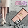 thumbnail image 6 of Allytech Wallet Case for Samsung Galaxy A51 4G, PU Leather Rubber Shockproof 5 Cards Slots 1 Zipper Pocket Protective Slim Shell Case for Girls Women with Metal Buckle Lanyard - Rosegold, 6 of 7
