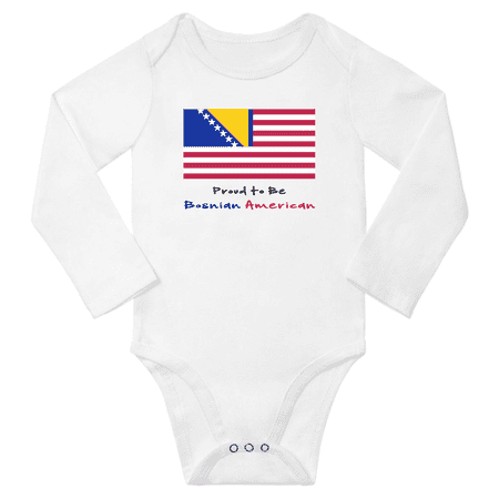 

Proud to be Bosnian American Baby Long Slevve Romper Bodysuit (White 12-18 Months)