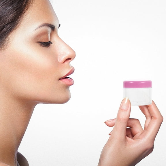 Luxshiny Pink Plastic Cosmetic Jars Small Containers with Lids for Storage 12Pcs