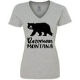 thumbnail image 3 of Inktastic Bozeman, Montana Black Bear Silhouette Women's V-Neck T-Shirt, 3 of 5
