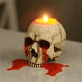 thumbnail image 4 of Halloween Skull Candle Holder, 3.3 Inch Gothic Skull Tealight Holder with Dripping Red Wax Effect, Spooky Decor for Halloween, Gothic Home (White), 4 of 6