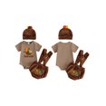 thumbnail image 2 of Cjfdfy Newborn Baby Boy Girl Thanksgiving Turkey Outfit Romper My 1St Thanksgiving Short Sleeve Bodysuit Fuzzy Overalls Suspender Shorts And Hat Set Infant Cute Holiday Photography Outfit, 2 of 9