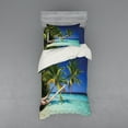 thumbnail image 2 of Ambesonne Tropical Bedding Set 4 Pcs, Exotic Maldives Beach, Queen, Fern Green Turquoise, 2 of 3