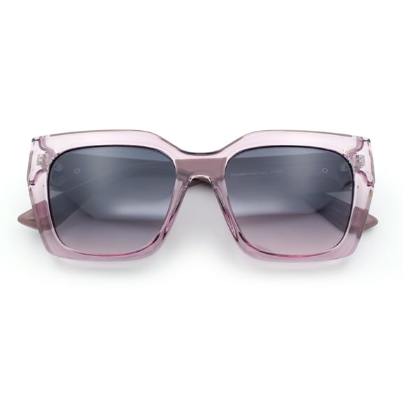 Womens Thick Square Horned Cat Eye Luxe Designer Rectangle Sunglasses Lavender - Lavender Smoke