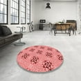 thumbnail image 4 of Ahgly Company Machine Washable Indoor Square Transitional Light Coral Pink Area Rugs, 4' Square, 4 of 7