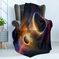 thumbnail image 4 of Outer Space Soft Flannel Fleece Blanket, Planet in Milky Way Dark Nebula Gas Cloud Celestial Solar Eclipse Galaxy Theme, Cozy Plush for Indoor and Outdoor Use, 60" x 80", Multicolor, by Ambesonne, 4 of 5