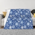 thumbnail image 1 of Balery whiet Snowflake blue background Manta de Franela con Dibujo, Lujo Ultra Suave y Cálido, Antipelusa y Resistente a las Arrugas para Cama, Sofá, Camping -50"x40", 1 of 6