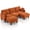 Orange, variant on Ktaxon U-Shaped Sofa with 2 Removeable Ottoman Footrests, Flannel Deep Seating Couch for 3, Converts to Sleeper for Bedroom Living Room Furniture Orange