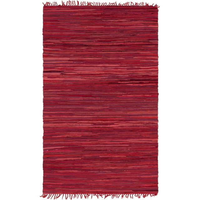 Unique Loom Chindi Coton Collection Tissé à la Main Zone de Fibres Naturelles Tapis_cch002, 5' x 8', Rouge/violet