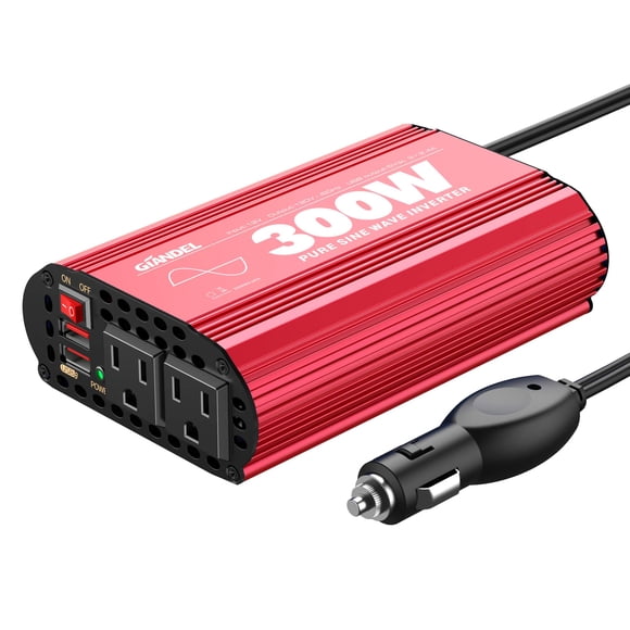 Inversor de corriente Giandel de 300 W de onda sinusoidal pura con doble USB de 12 V