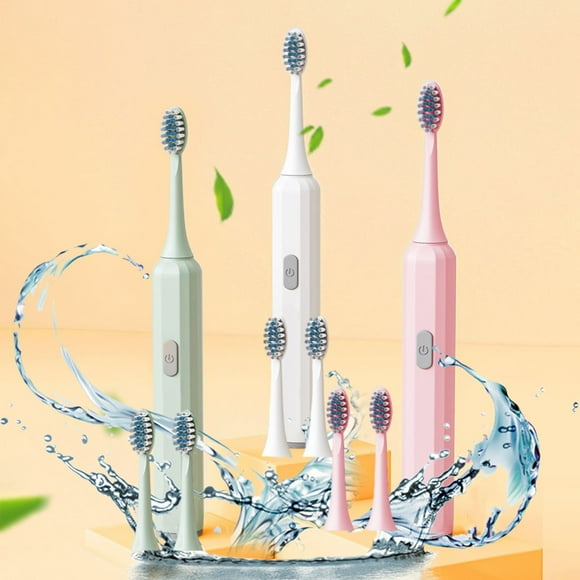 Cepillo de dientes eléctrico recargable de alta potencia con 6600 VPM, 3 cabezas de cepillo y batería de viaje para limpieza profunda y blanqueamiento