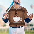 thumbnail image 4 of Fotbe Coffee Cafe Cup Baseball Jersey Shirt for Men and Women, Casual Short Sleeves Button Down T-Shirt-, 4 of 9