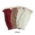 thumbnail image 3 of 3Set Leg Warmers - Women Cable Knit Crochet Boot Cuffs - Thick Warm Winter Socks Crew Cushion - Lace Knitted Boot Sock Cuffs - Perfect Gift Red White Khaki, 3 of 5