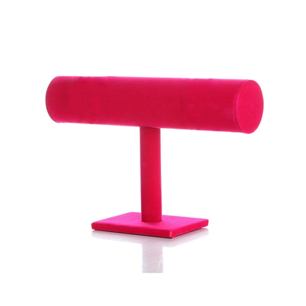 Soporte de exhibición de joyas sweethay en forma de T Reloj Pulseras Estante de diadema Rosa roja