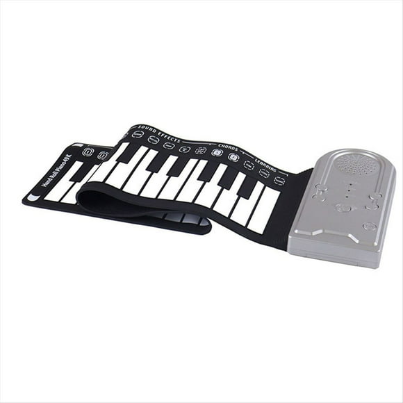 Piano Enrollado A Mano de 49 Teclas con Altavoz Piano Portátil Plegable para Niños Instrumento de Enseñanza de Piano para Principiantes Plata