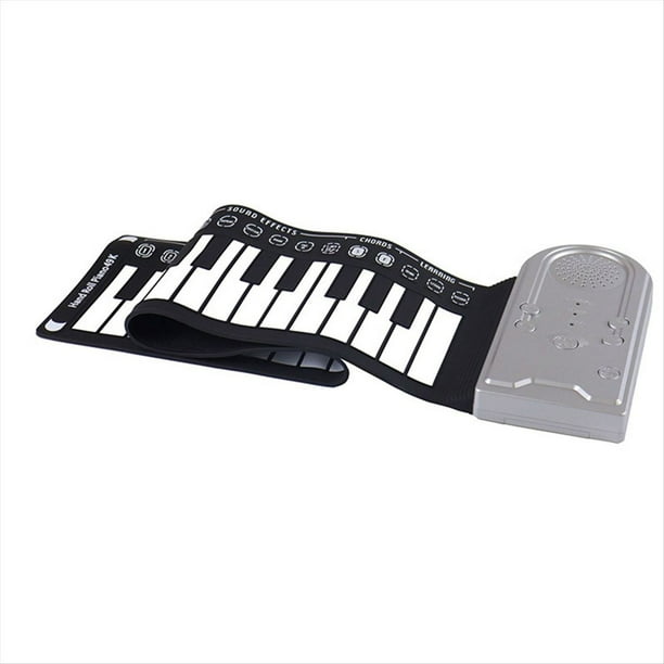 Piano Enrollado A Mano de 49 Teclas con Altavoz Piano Portátil Plegable para Niños Instrumento de Enseñanza de Piano para Principiantes Plata