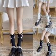 thumbnail image 2 of Black Calcetines de algodón Lolita con cordones entrecruzados vendaje Harajuku japonés Hada 3d para mariposa princesa Stockin, 2 of 4