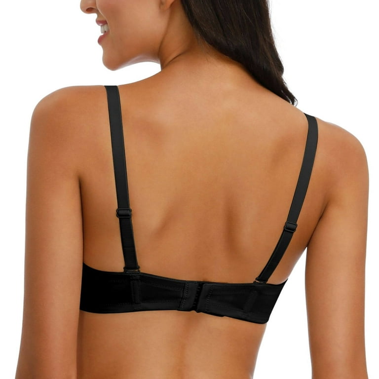 Women's Strapless Backless Clear Back Straps Full Figure Coverage Minimizer  Convertible Bras for Wedding Plus Size, Black, 38D