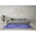 thumbnail image 3 of Ahgly Company Machine Washable Indoor Square Oriental Blue Industrial Area Rugs, 3' Square, 3 of 4