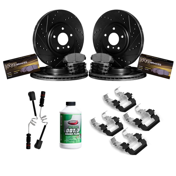 Hart Brakes Front Rear Brakes and Rotors Kit |Front Rear Brake Pads| Brake Rotors and Pads| Semi Metallic Brake Pads and Rotors| Hardware Kit and Brake Sensor - BHCC.20026.53