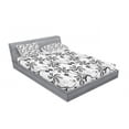 thumbnail image 3 of Ambesonne Floral Fitted Sheet & Pillow Sham Set, Monochrome Doodle Plants, Twin, Black White, 3 of 3