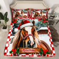 thumbnail image 2 of Homewish Farmhouse Horse Twin Sheet Sets 3pcs for Female Men Teens,Geometric Plaid Twin Fitted Sheet Microfiber,Merry Christmas Breathable Flat Sheet,Super Cozy Room Decor, 2 of 7