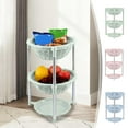thumbnail image 1 of Blaxill Plastic 3-Tier Kitchen Shelf Organizer | Removable Multi-Layer Storage Rack with Ventilated Holes | Rolling Storage Basket | 44x29.5cm | Blue Pink Green, 1 of 6