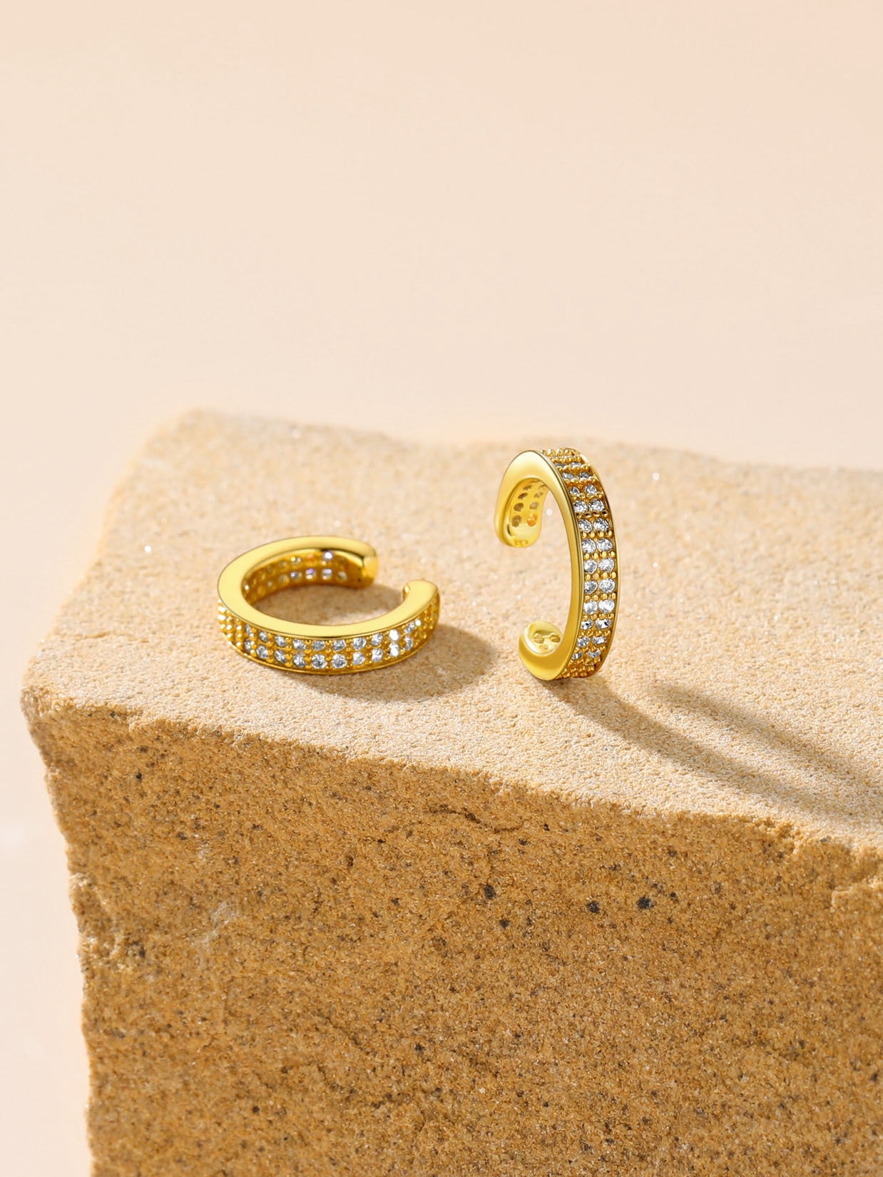Suplight 925 Sterling Silver White Gold Plated Ear Cuffs Earrings for Women, Double Layer Zircon Earrings Clip On Cartilage Earrings