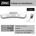 thumbnail image 2 of CKAuto P Style Zinc Clip on Wheel Weights 2.0oz, Coated, 25Pcs/Box, 2 of 3