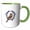 Green/White, variant on 3drose, Colorado Lark Bunting Bird Surrounded by Blue Columbine, 11oz Two-tone Red Mug