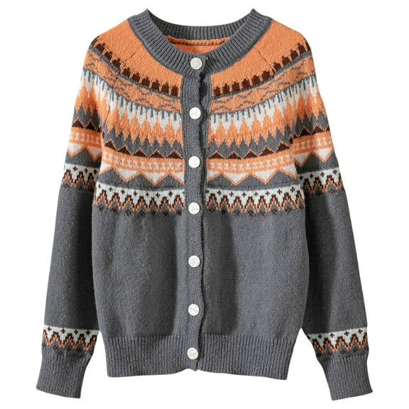 Bovemsi Womens Sweaters Cozy Women's Fun Autumn/Winter Retro Flower Long Sleeve Button Knitted Cardigan Sweater Business Casual Sweaters