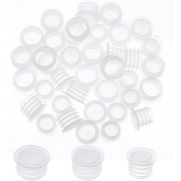 48PCS 3 Sizes Clear Plastic Wine Bottle Stoppers 37/64" to 47/64" Salt And Pepper Shaker Stopper Replacement Plug Bottle Shaker Caps Reusable Clear Round End Caps for Bottles Pipes Pots