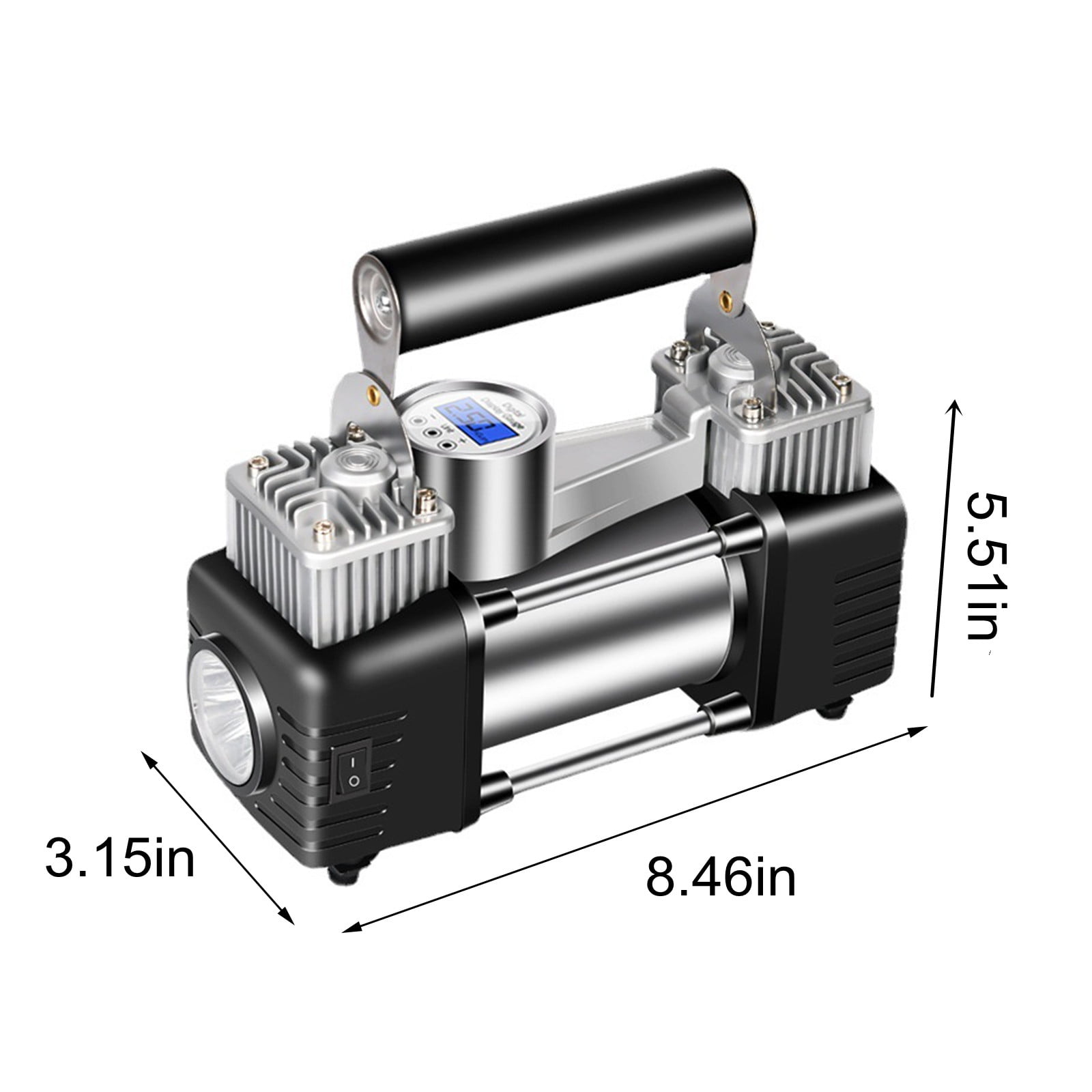 YZEGDCH Tire Inflator Portable Air Compressor,12V Dual Cylinder Multi-Function High-Power Vehicle Air Pump with Pressure Gauge and Led Lighting for Car,Bike,Ball,Motor