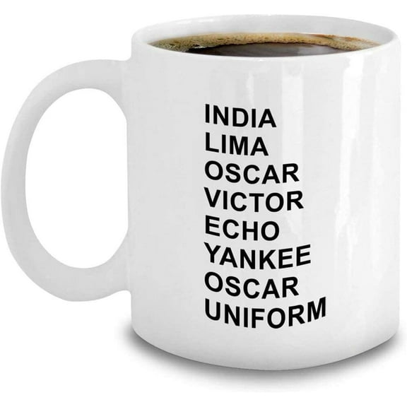 Phonetic Alphabet Mug - Amateur Ham Radio Operator Present - Aviation Code - India Lima Oscar Victor Echo Yankee Uniform