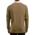 thumbnail image 3 of Lumtrix Mens Waffle Henley Shirts Long Sleeve T Shirts Casual Fall T-Shirt Lightweight Button Down Crewneck Sweatshirt Pullover Light Brown XL, 3 of 8