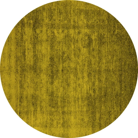 Ahgly Company Indoor Round Oriental Yellow Industrial Area Rugs, 5' Round