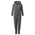 thumbnail image 3 of WOYY Little Girls Footed Onesie Flannel Footie Solid Hooded Jumpsuit, Sizes 5-6, 3 of 3