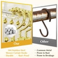 thumbnail image 2 of Shower Curtain Hooks Rings - 304 Stainless Steel 100% Rust-Proof Shower Curtain Hooks, Double Hook Glide Shower Hooks Rings for Bathroom Shower Rods Curtains, Set of 12 Pieces, 2 of 3