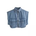 thumbnail image 5 of -Chaleco vaquero corto azul para mujer, ropa de calle Y2k, moda coreana, Chaquetas vaqueras sin mangas, Tops finos estéticos Vintage, 5 of 5