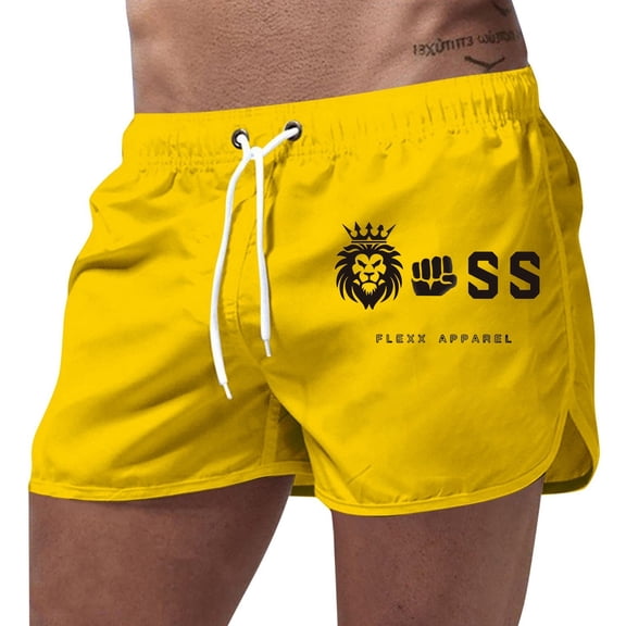 CHENge Men Swim Shorts Long Slim Fit Tropical Print Quick-Dry Beach Swimming Shorts with Pockets Upf 50 Sun Protection Swimwear Bathing Suits