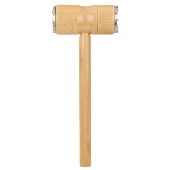 Shoreew Double-sided Meat Tenderizer Hammer Comfortable Grip Wooden Long Handle Heavy Duty Steak Chicken Beef Poultry Mallet Pounder Flattener
